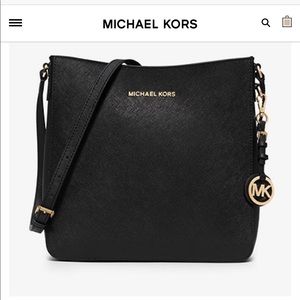 NEW  Michael Kors Lrg Black Leather Messenger Bag